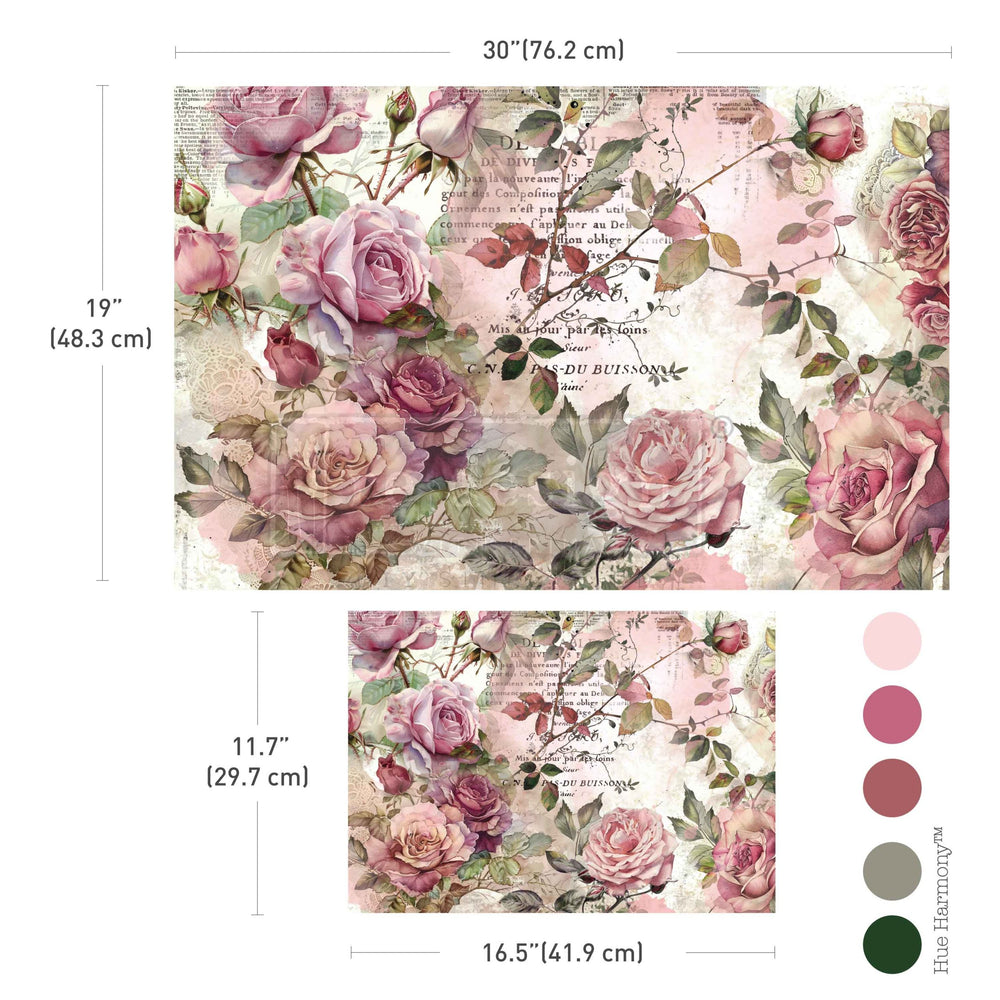 Dusty Velvet Mauve Double Delight Decoupage Fiber Paper Set - ReDesign with Prima