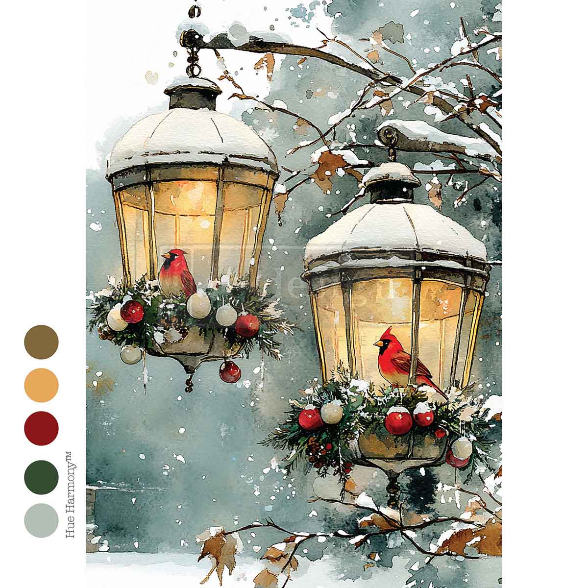 Cardinal Christmas A4 Decoupage Fiber Paper - ReDesign with Prima