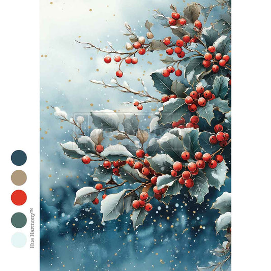 Frosted Boughs & Berries A4 Decoupage Fiber Paper - ReDesign with Prima