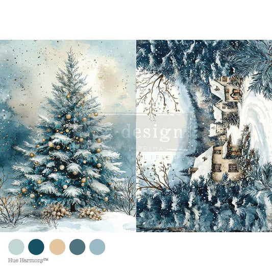 Silent Night Sparkle A4 Decoupage Fiber Paper - ReDesign with Prima
