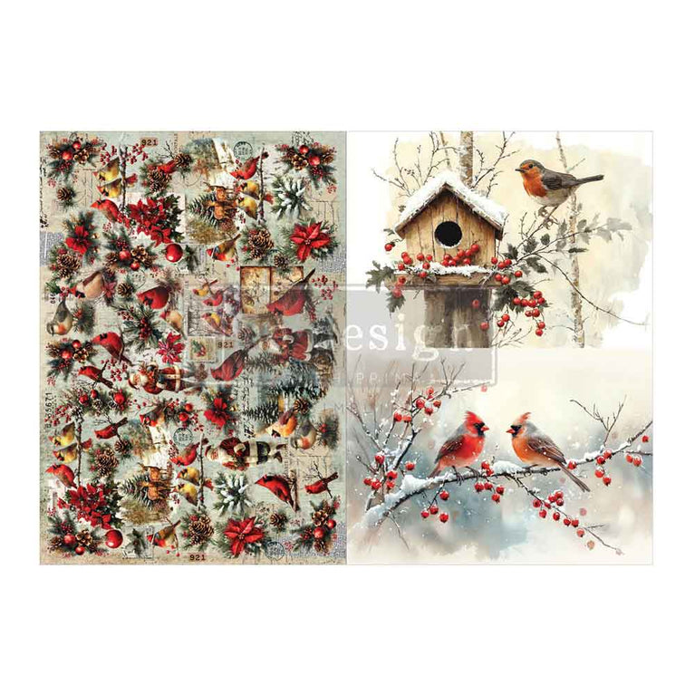 Feathered Elegance Christmas A3 Decoupage Fiber Pack - ReDesign with Prima