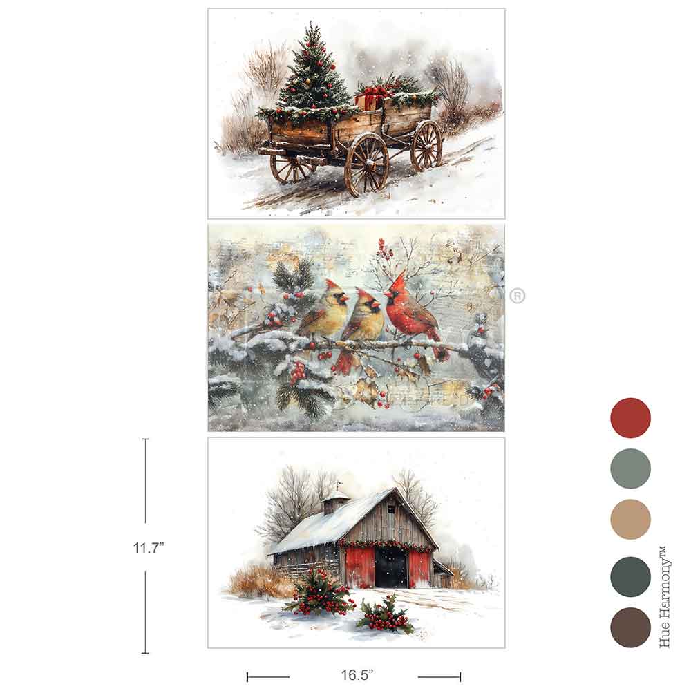 Christmas in the Countryside A3 Decoupage Fiber Pack - ReDesign with Prima