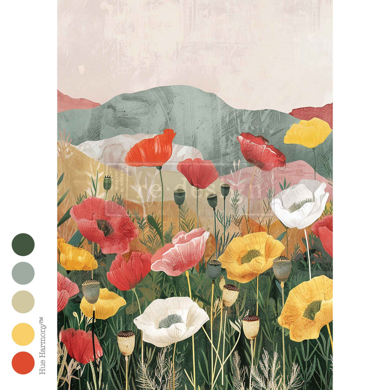 Impression of Poppies A3 Decoupage Fiber - ReDesign with Prima