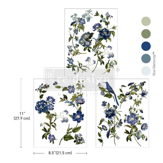 Blue Nest Blooms Middy Decor Transfer - ReDesign with Prima