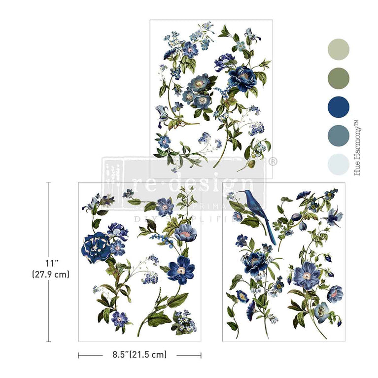Blue Nest Blooms Middy Decor Transfer - ReDesign with Prima