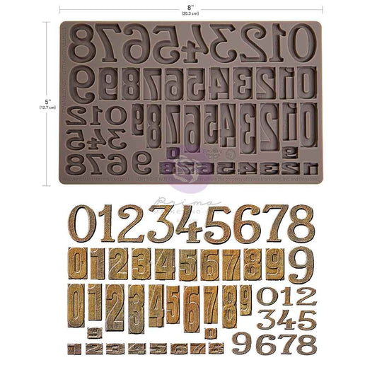 Letterpress Numbers Mould by Finnabair - Prima Marketing