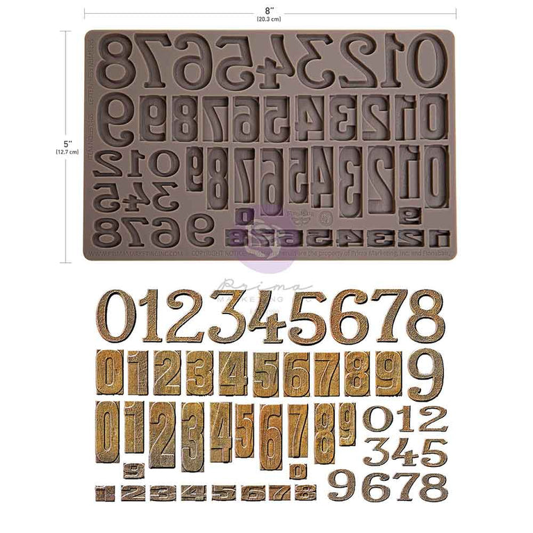 Letterpress Numbers Mould by Finnabair - Prima Marketing