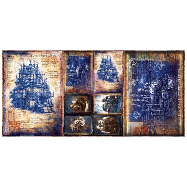 Steambound Visions A3 Decoupage Fiber Paper Set by Finnabair - ReDesign with Prima