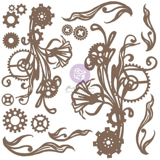 Finnabair Chipboard Diecut - Mechanical Flourishes - 16 pcs - Prima Marketing