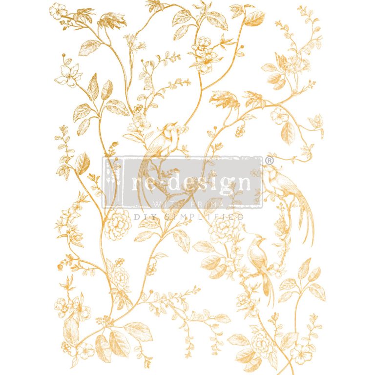 A Bird Song,  Gold Foil by Kacha - ReDesign with Prima Decor Transfer