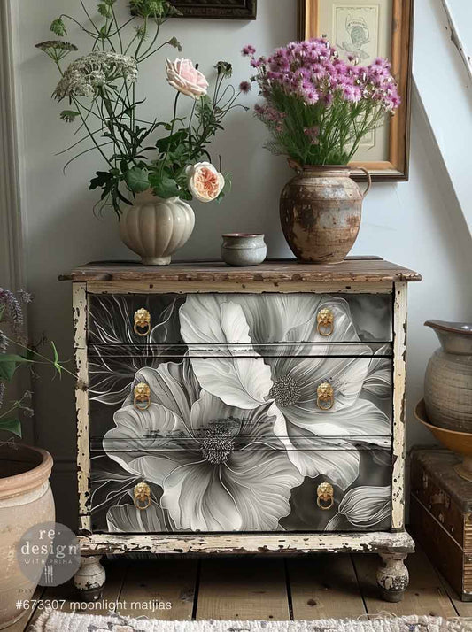 Moonlight Matilija A1 Decoupage Fiber Paper - ReDesign with Prima
