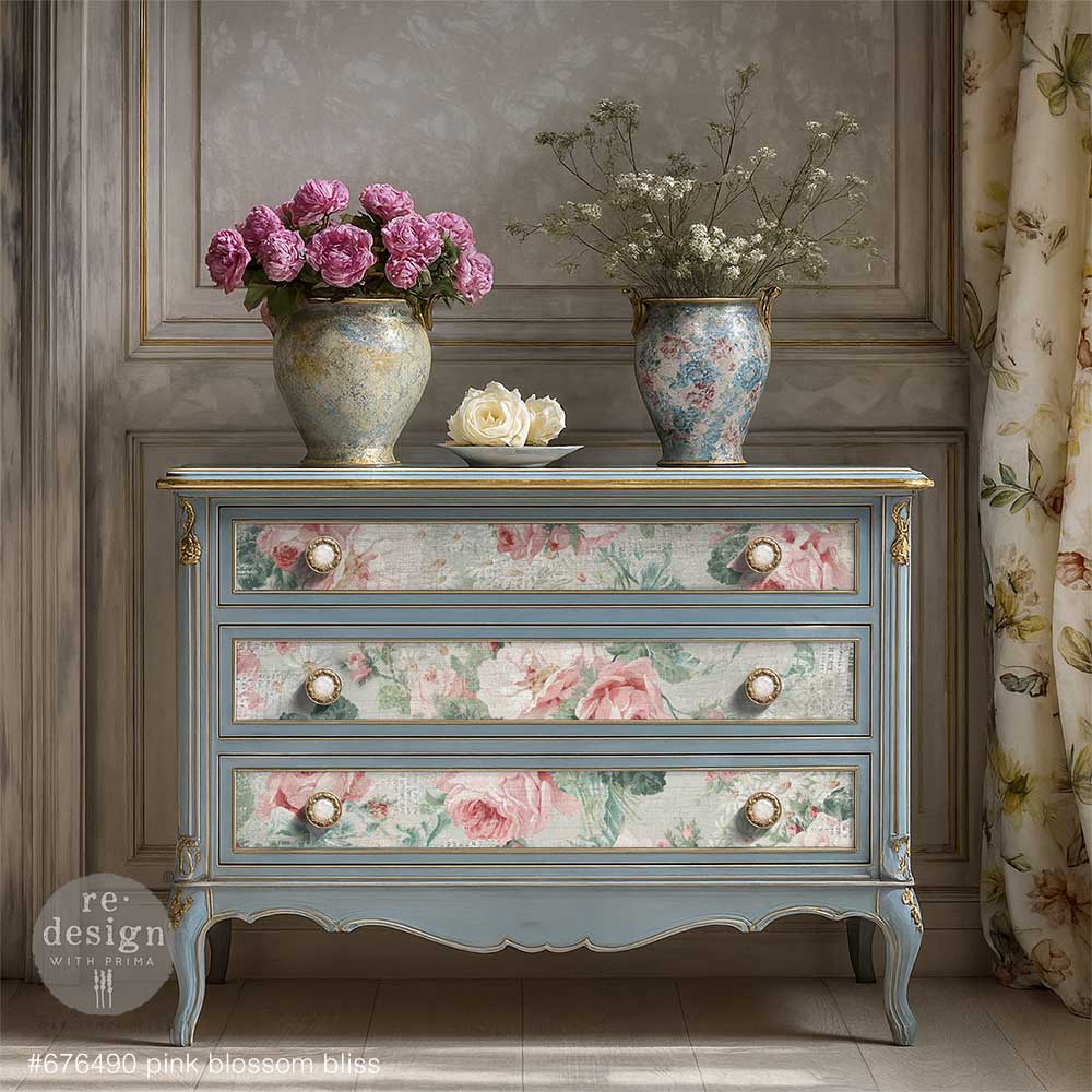 Pink Blossom Bliss Double Delight Decoupage Fiber Paper Set - ReDesign with Prima