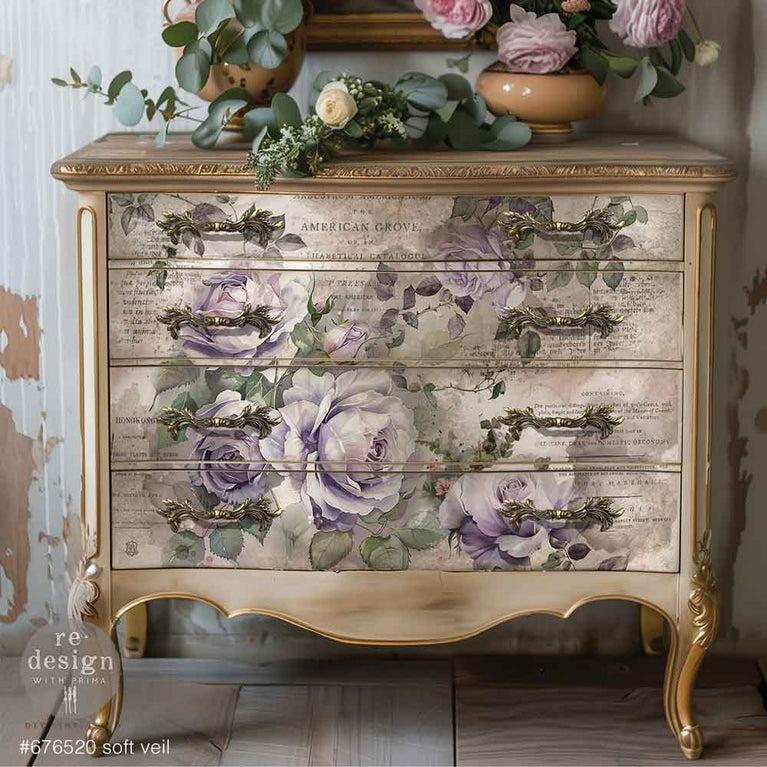 Soft Veil Double Delight Decoupage Fiber Paper Set - ReDesign with Prima