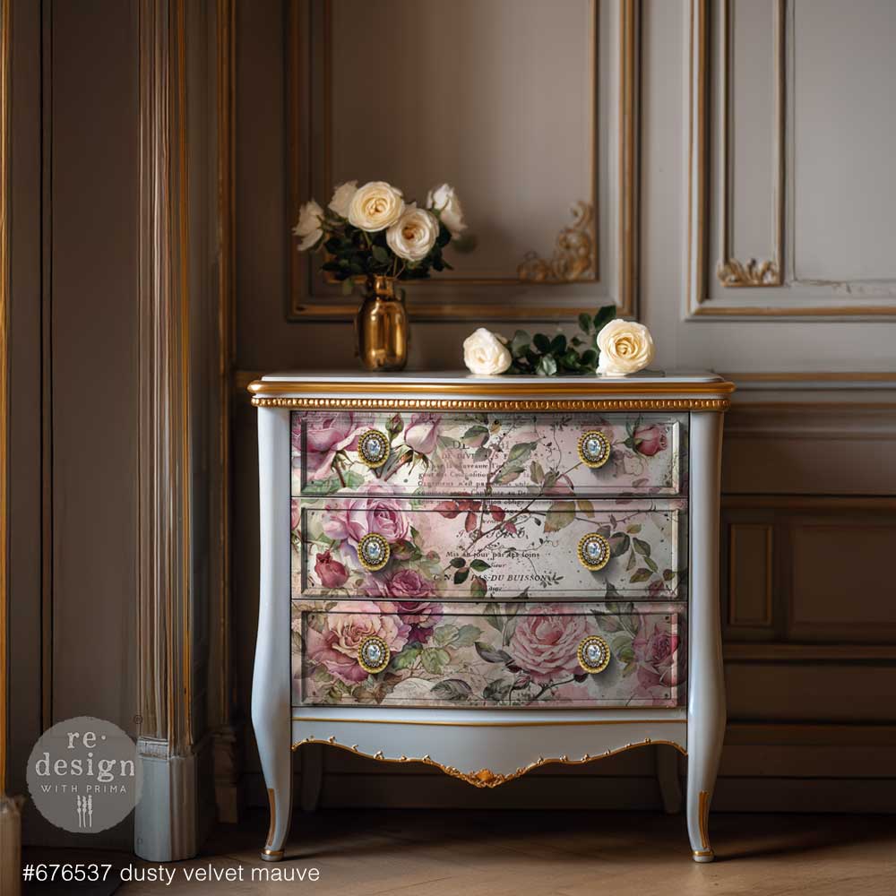 Dusty Velvet Mauve Double Delight Decoupage Fiber Paper Set - ReDesign with Prima