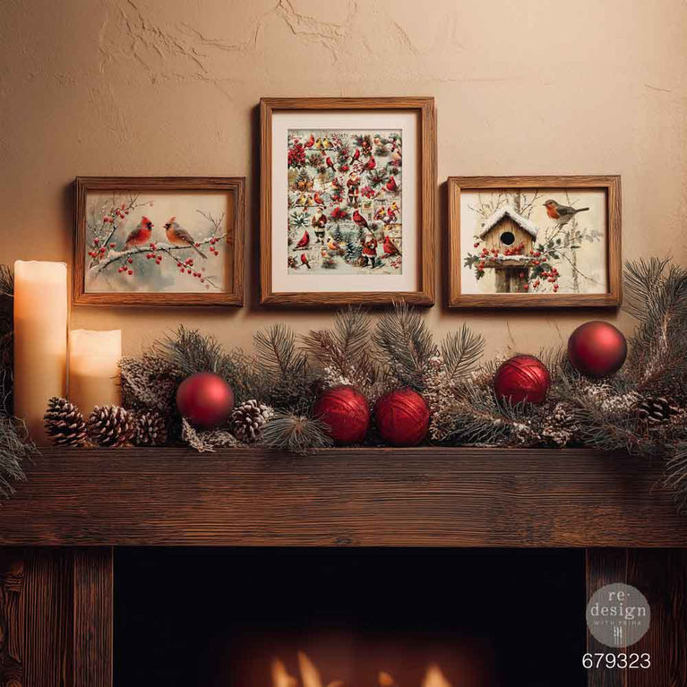 Feathered Elegance Christmas A3 Decoupage Fiber Pack - ReDesign with Prima