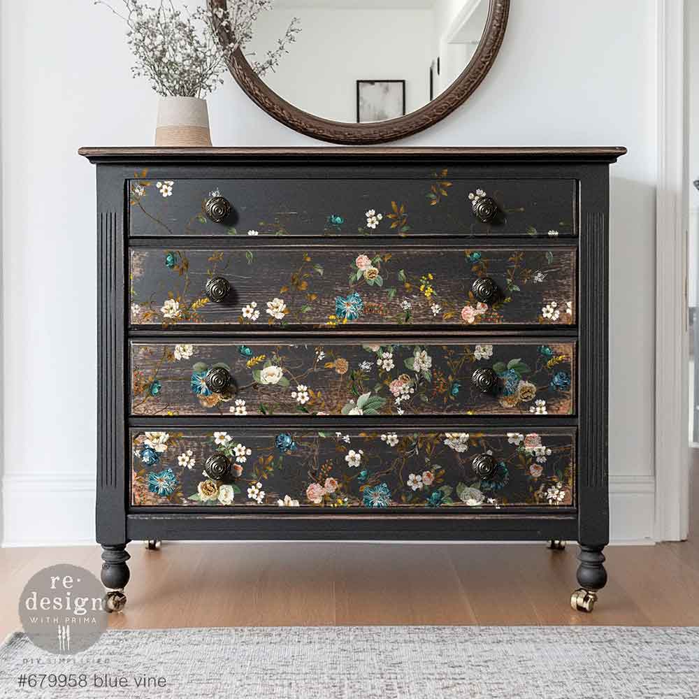 Blue Vine Decor Transfer - ReDesign with Prima