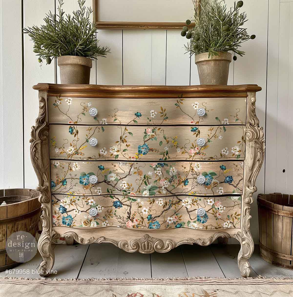 Blue Vine Decor Transfer - ReDesign with Prima