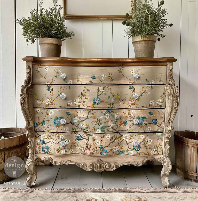 Blue Vine Decor Transfer - ReDesign with Prima