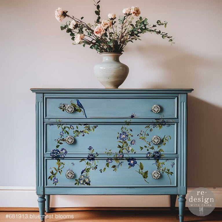 Blue Nest Blooms Middy Decor Transfer - ReDesign with Prima