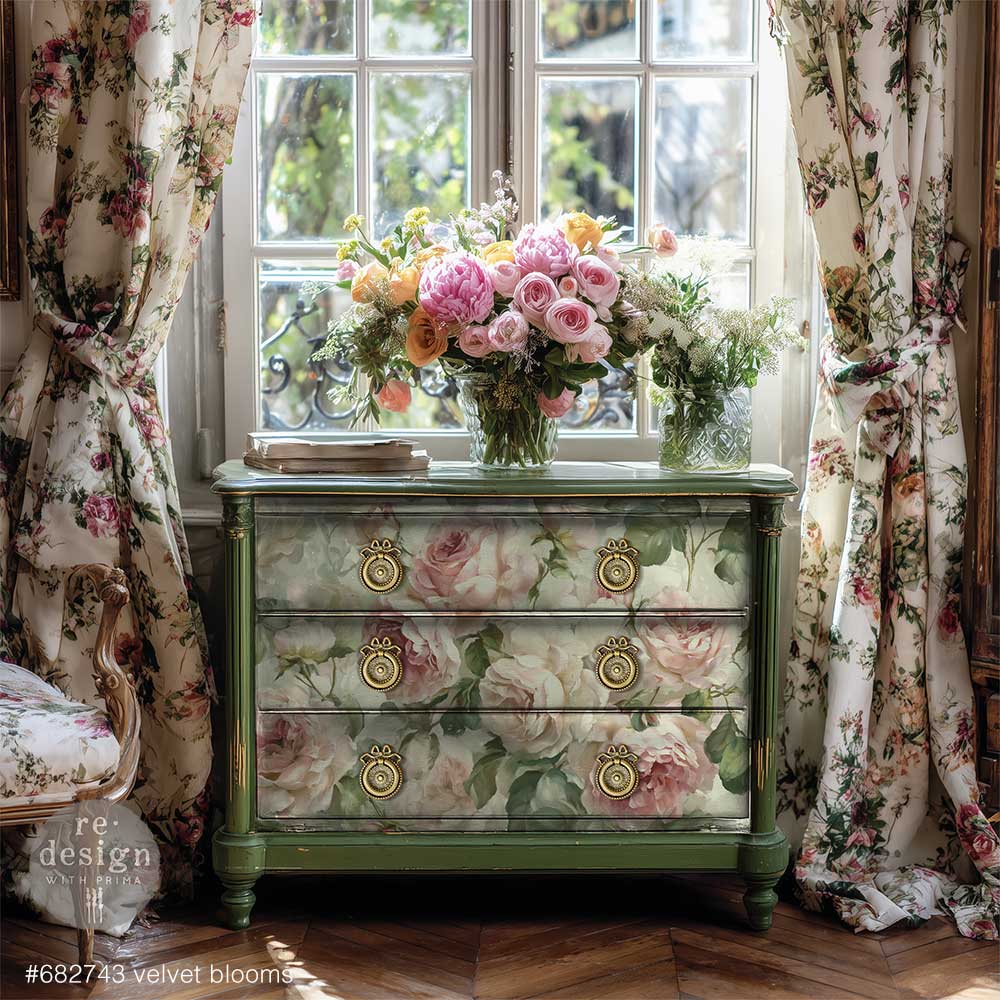 Velvet Bloom A1 Decoupage Fiber Paper - ReDesign with Prima