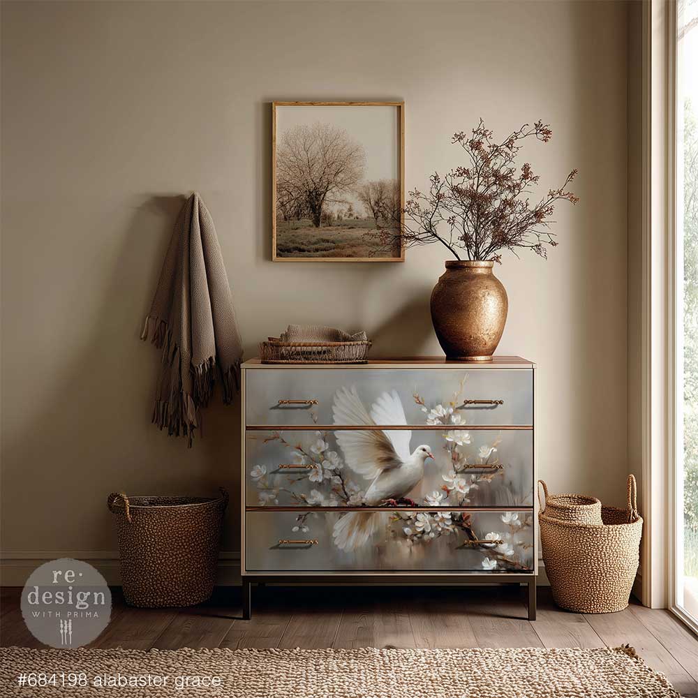 Alabaster Grace by Kacha A1 Decoupage Fiber Paper - ReDesign with Prima