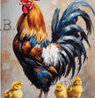 Framed Rooster (#6319) Rice Paper- AB Studios