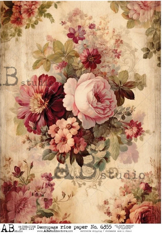 Vintage Flower (#6355) Rice Paper - AB Studios