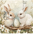 Bunnies in Dogwood (#6405) Rice Paper- AB Studios
