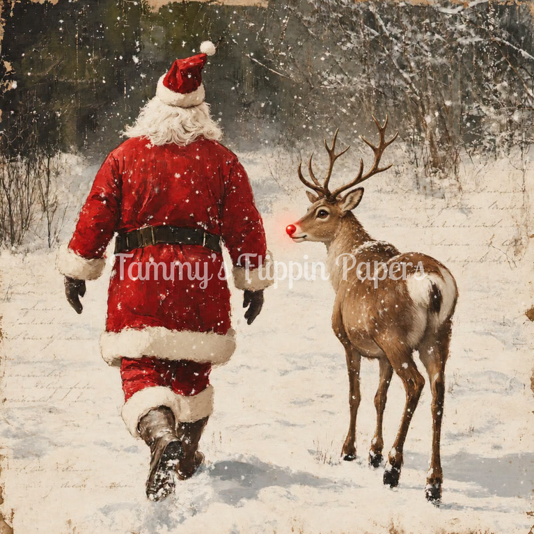 A Walk with Rudolph Decoupage Paper - Flippin Furniture