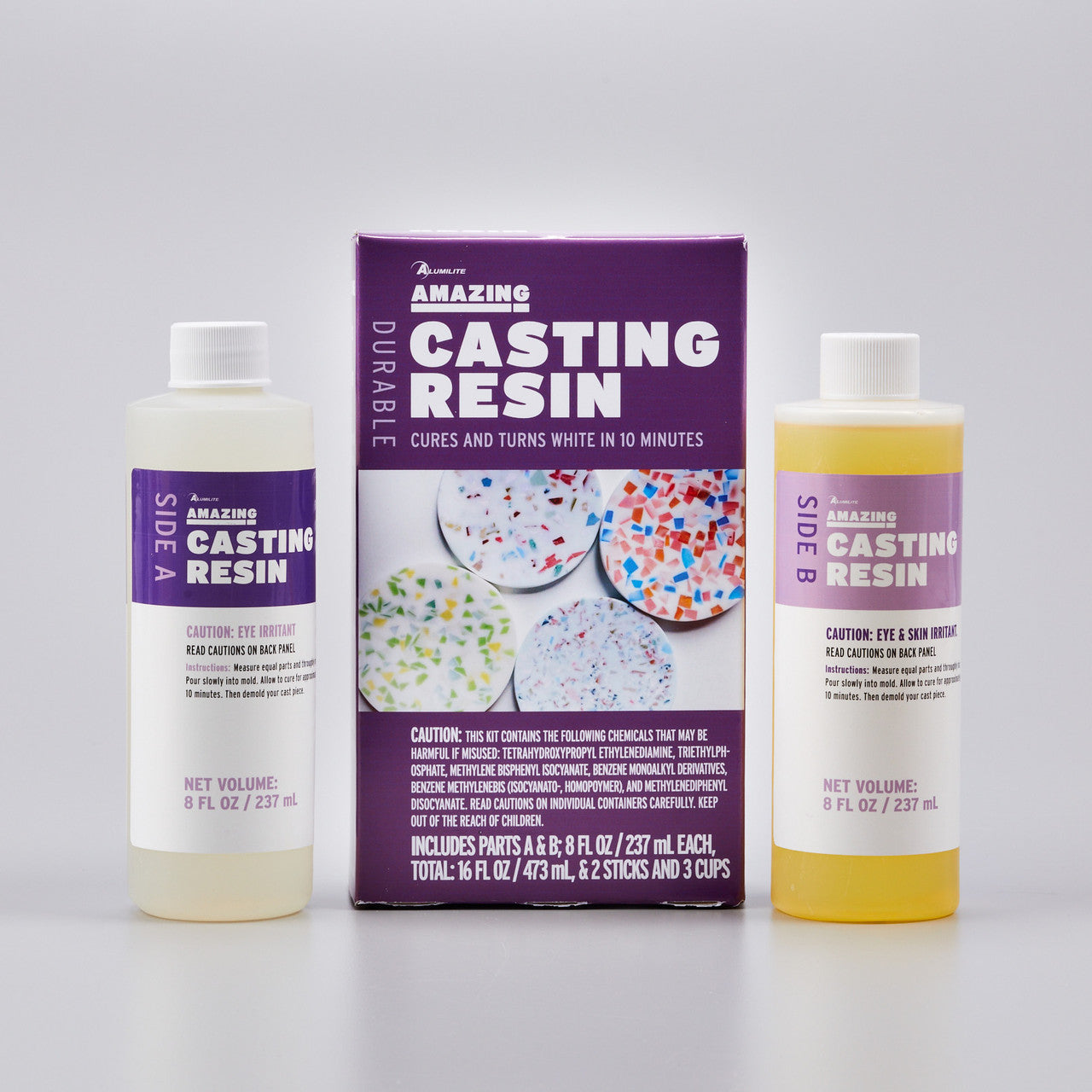 Amazing Casting Resin – Includes Parts A & B; 8 Fl Oz / Total 16 Fl Oz + 2 sticks + 3 cups