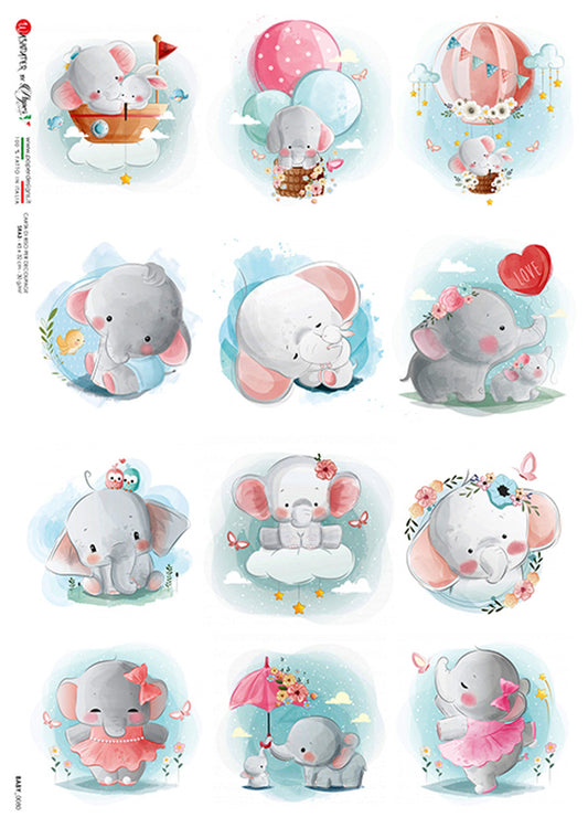 Baby Room Elephant Scenes (Baby 0080) Rice Paper- Paper Designs