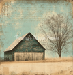 Barnscape in Blue Tissue Paper - Flippin Furniture