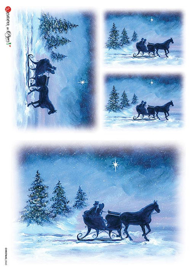 Christmas 0060 - Dashing Through the Snow Rice Paper - Paper Designs