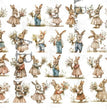 Country Bunnies Multi (#259) Rice Paper - Carte Italiano