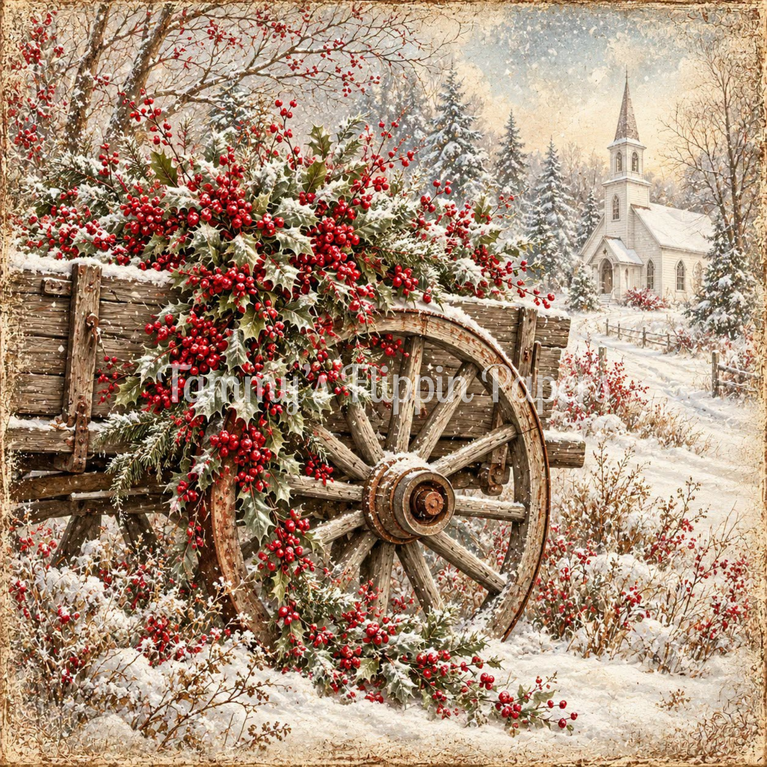 Country Lane Winter Decoupage Paper - Flippin Furniture