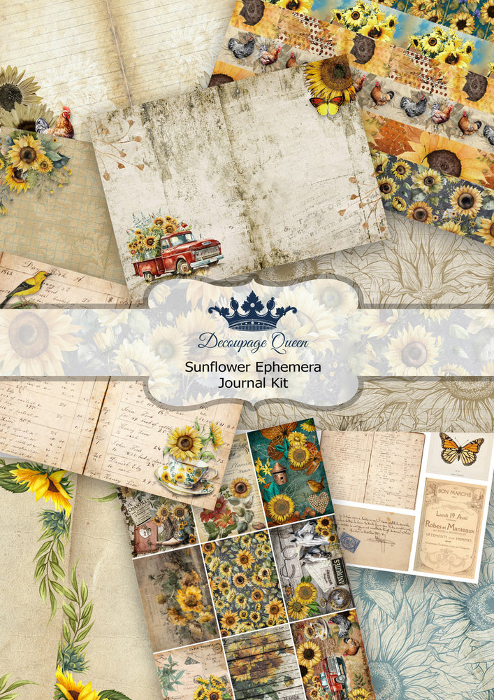 Sunflower Ephemera Journal Pack -  Decoupage Queen