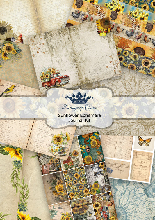 Sunflower Ephemera Journal Pack -  Decoupage Queen