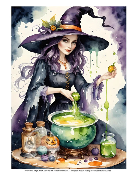 Purple Witch Rice Paper (DC486) - Decoupage Central