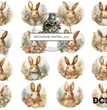 Primitive Bunny Circles Rice Paper (DC206) - Decoupage Central