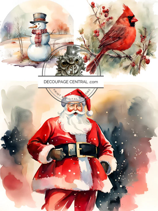 Christmas Mix & Santa A4 Rice Paper - Decoupage Central