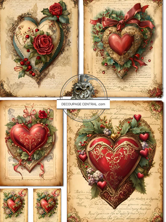 I Heart Christmas Rice Paper (DC219) - Decoupage Central