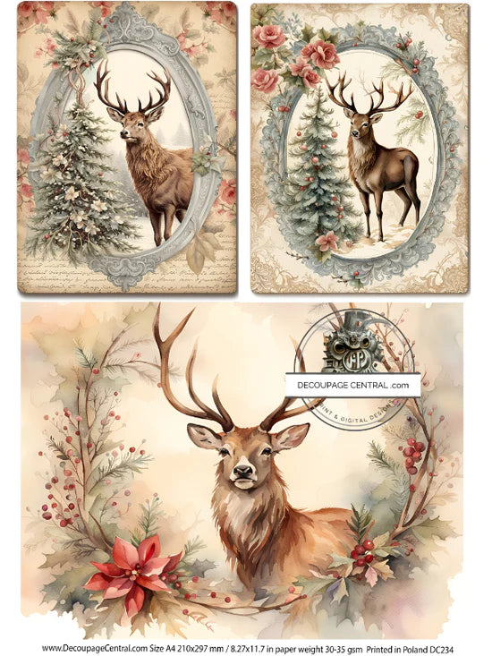 Holiday Stag A4 Rice Paper - Decoupage Central