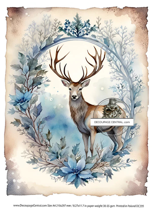 Blue Stag (DC235) Rice Paper - Decoupage Central