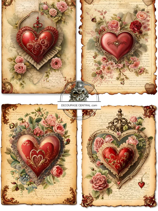 Just Hearts Rice Paper (DC242) - Decoupage Central