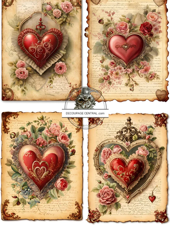 Just Hearts A4 Rice Paper - Decoupage Central