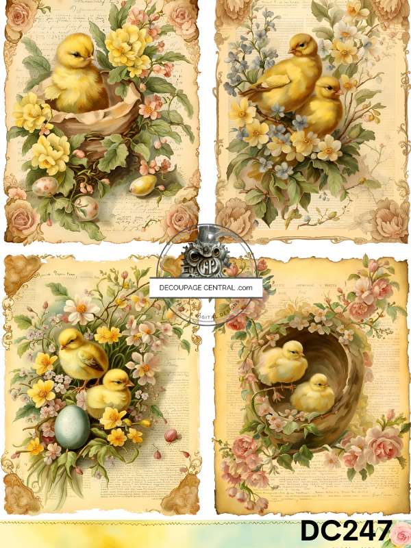 Baby Chicks in Yellow Rice Paper - Decoupage Central