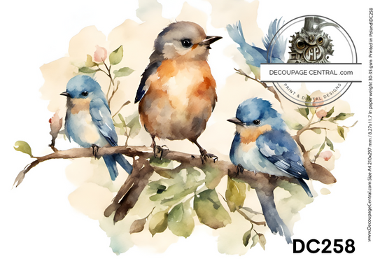 Birds on Branch Decoupage Paper (DC258) - Decoupage Central