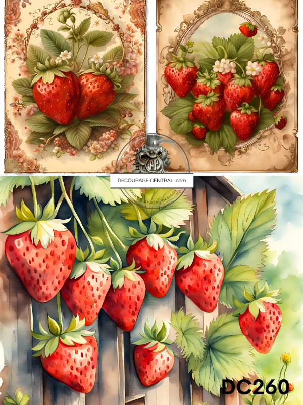 Strawberry Trio Decoupage Paper (DC260) - Decoupage Central