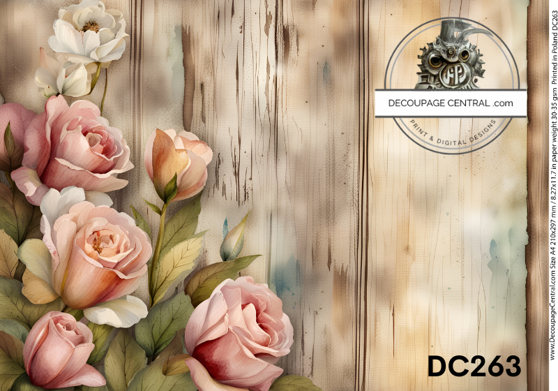 Shiplap & Roses Decoupage Paper (DC263)- Decoupage Central