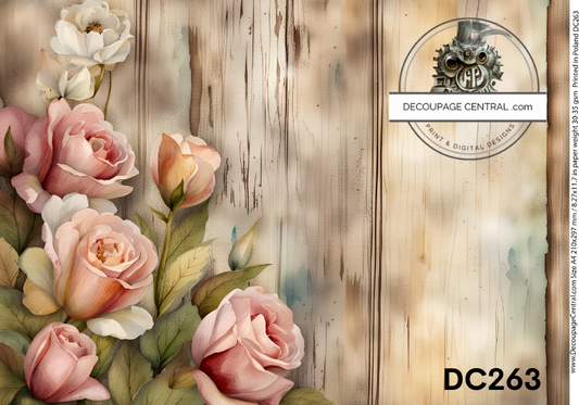 Shiplap & Roses Decoupage Paper - Decoupage Central